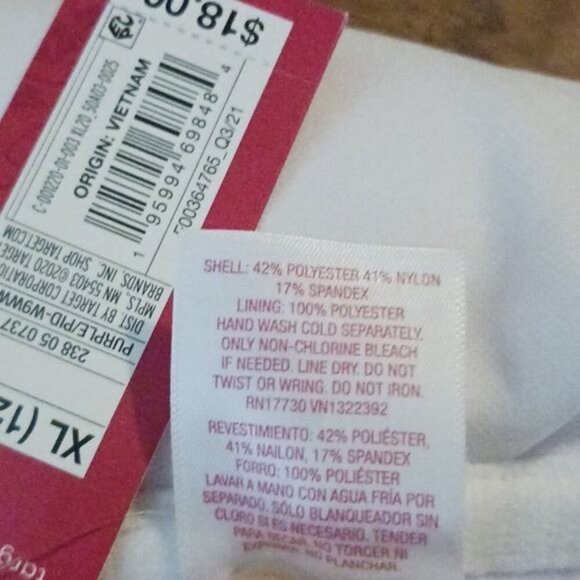 Xhilaration Womens XL Purple Gingham Swim Top Ruffle Strap Ruched Bikini - Picture 7 of 7